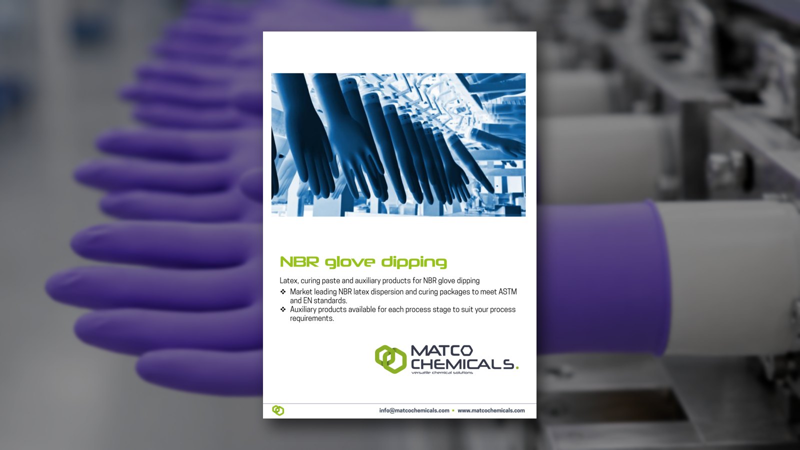 Cover of the new Matco Chemicals NBR glove dipping brochure